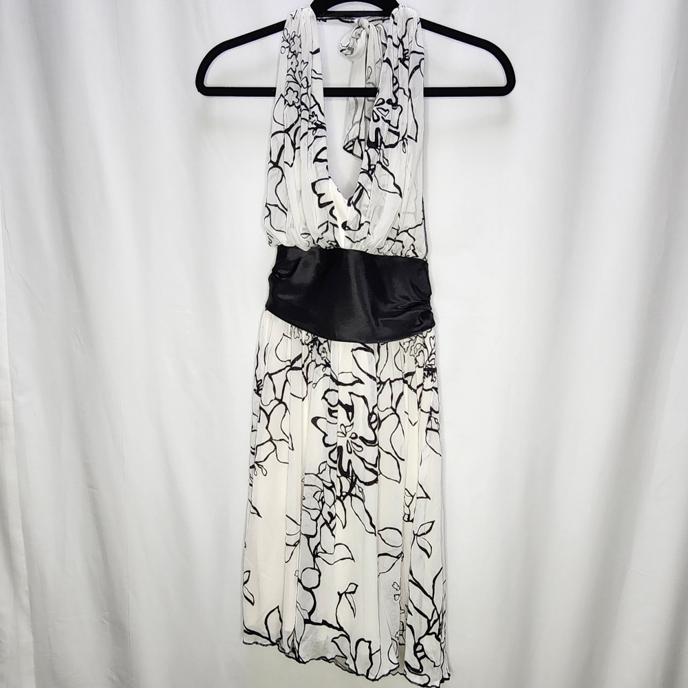 Speechless Brand Women's Small Beautiful Flowy Black & White Halter Top Dress